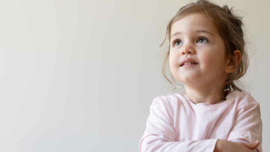 toddler looking up