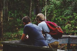 two men talking together