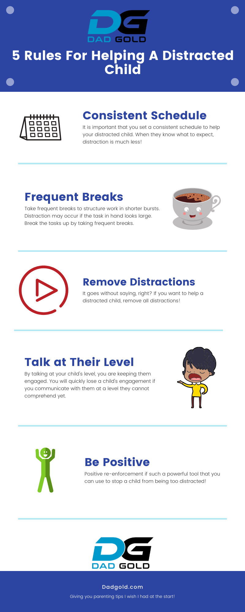 5 Rules For Helping A Distracted Child infogram