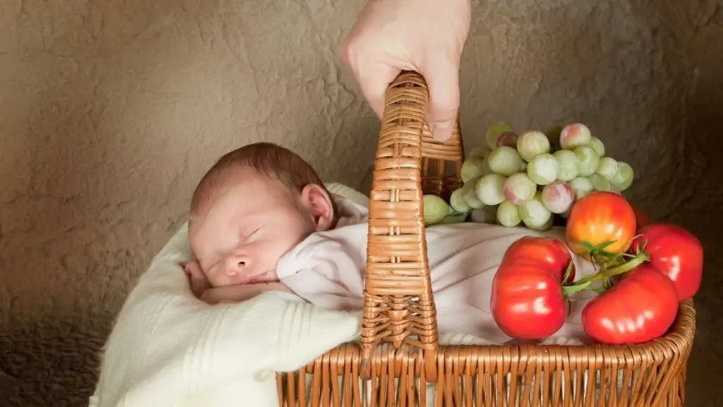 newborn in shopping basket