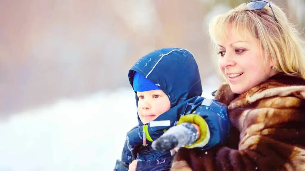 toddler with mom