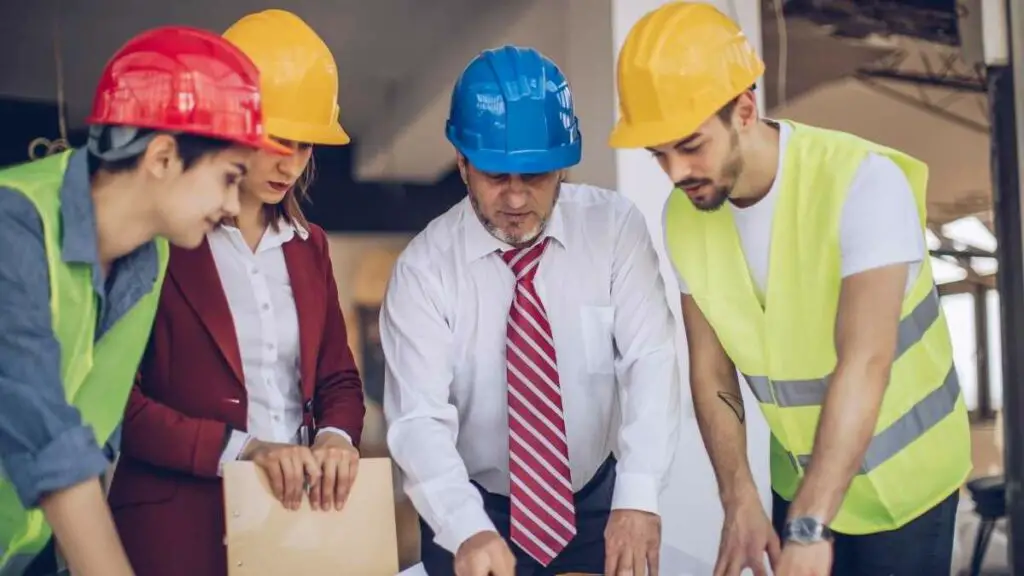 hard working father with colleagues