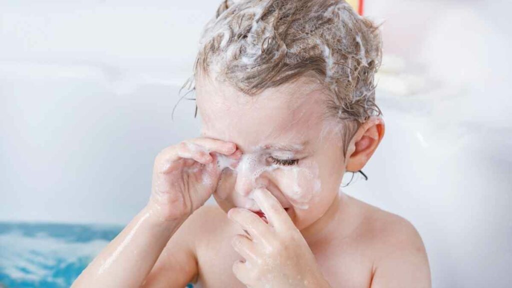 toddler crying hair wash