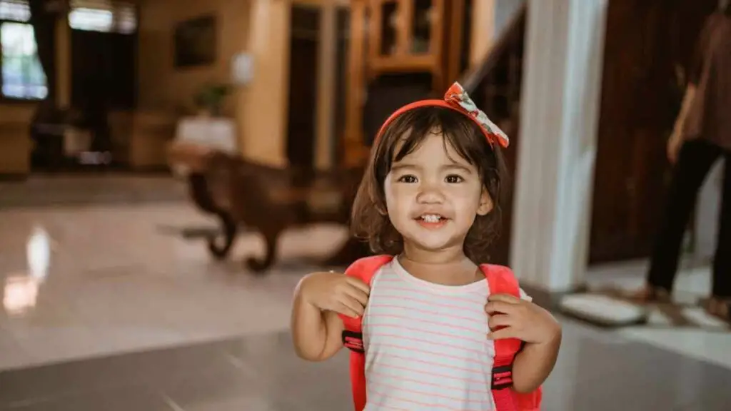 toddler excited about daycare